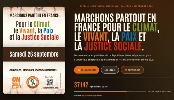 Marchons partout en France pour le climat, le vivant, la paix et la justice sociale.